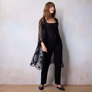 LC Lauren Conrad Black Lace Duster Kimono